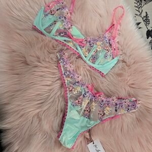 For Love and Lemons Pansy Bouquet Set Bra & Panties